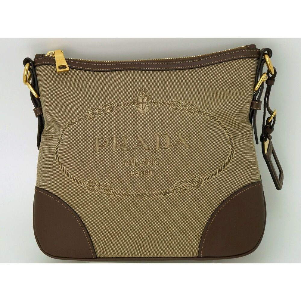 PRADA Jacquard Canvas Shoulder Bag